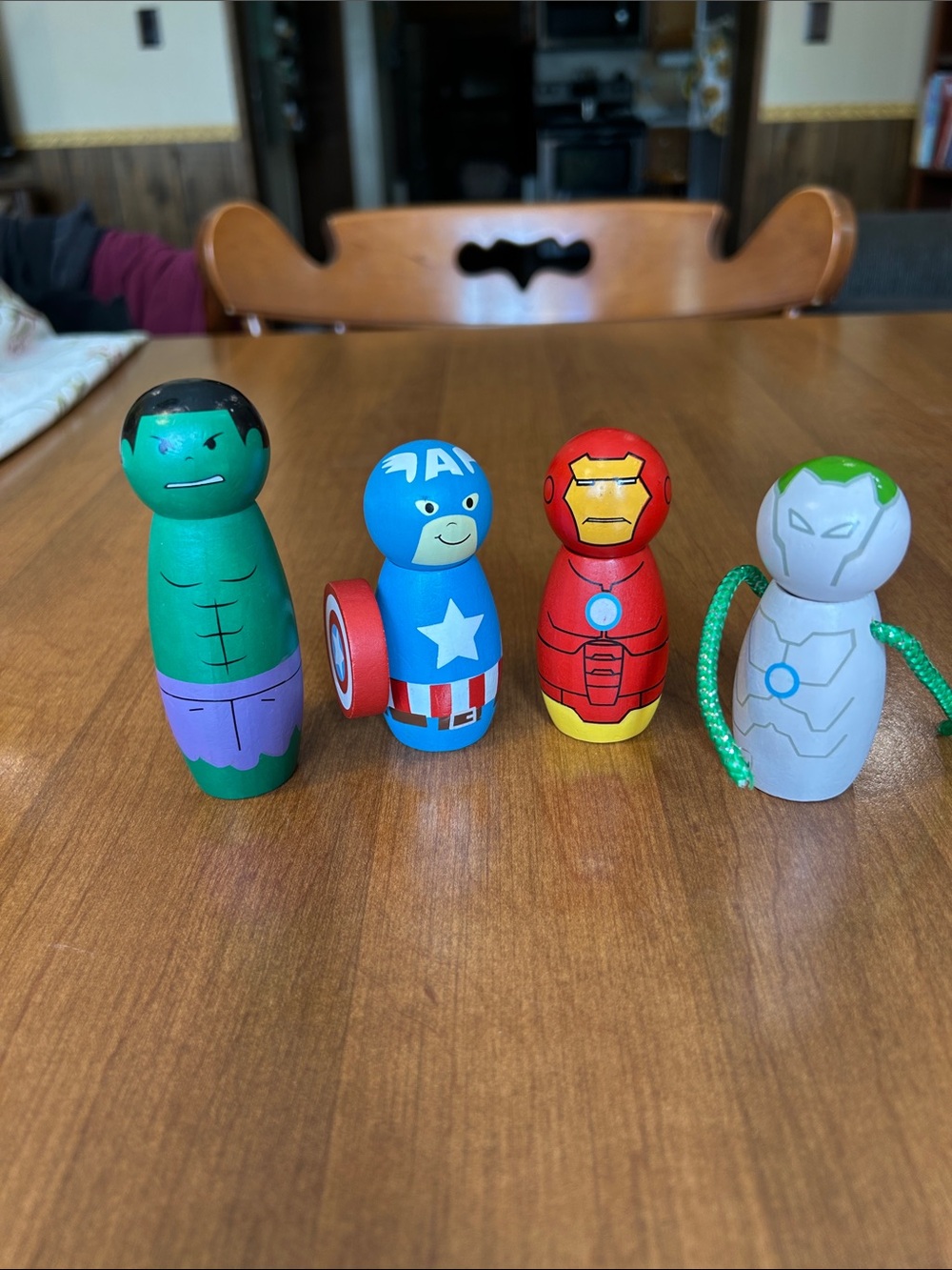 Pottery Barn Wooden Superhero set Hulk Captain America Iron Man Whiplash